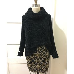 Black and Gold Sequin Mini Skirt